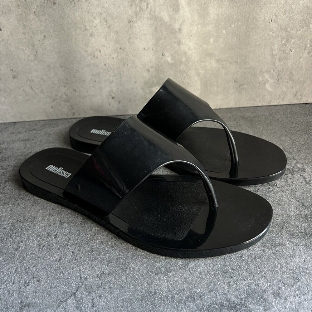 MELISSA Essential Chic Black Water Resistant Flip Flop Size 8 - Picture 7 of 16